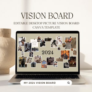 Digital Vision Board CANVA Template Wallpaper, Editable 2024 Vision Board, IT GIRL, Manifest , Picture/Image Board, Success  Planner Board