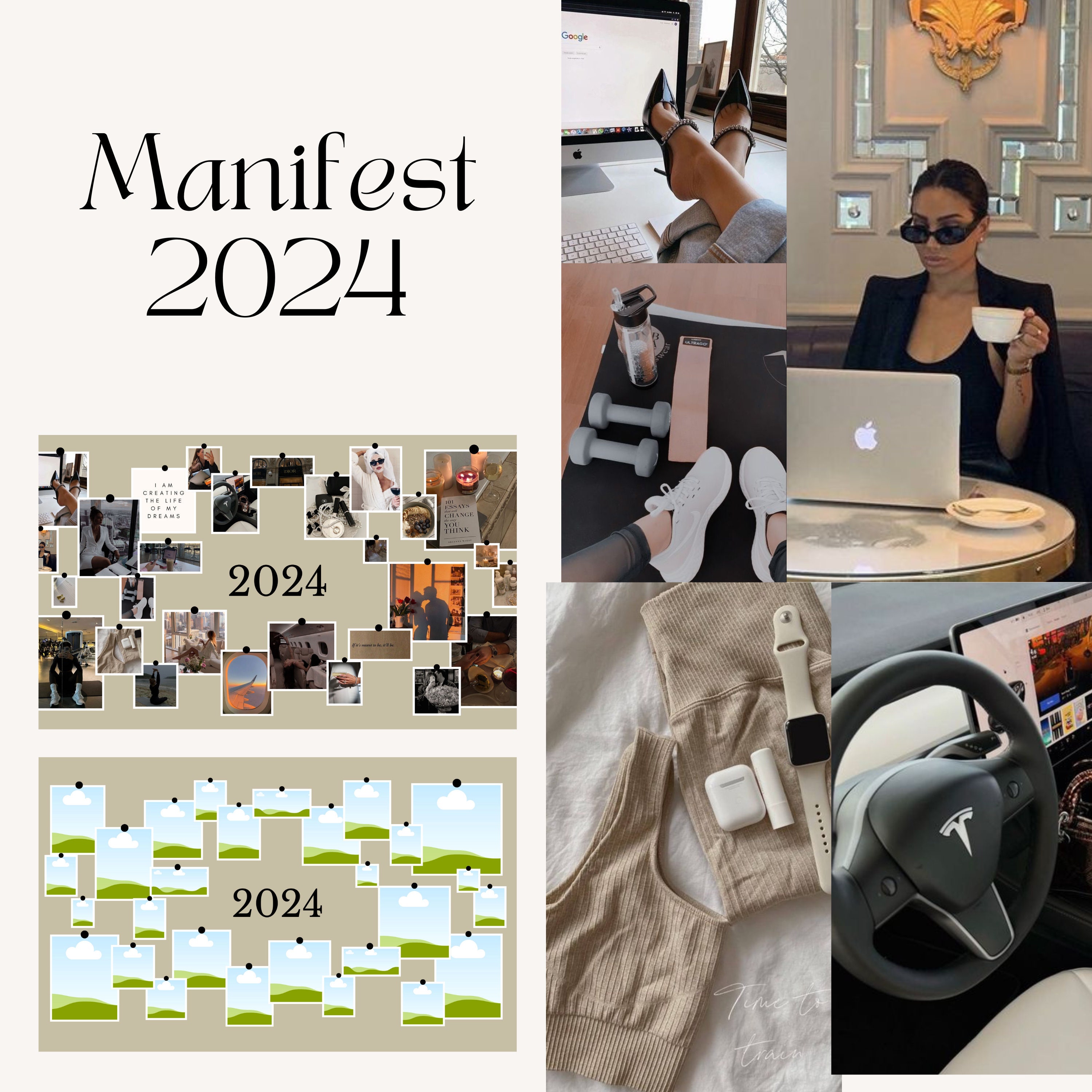 Digital Vision Board CANVA Template Wallpaper, Editable 2024 Vision ...
