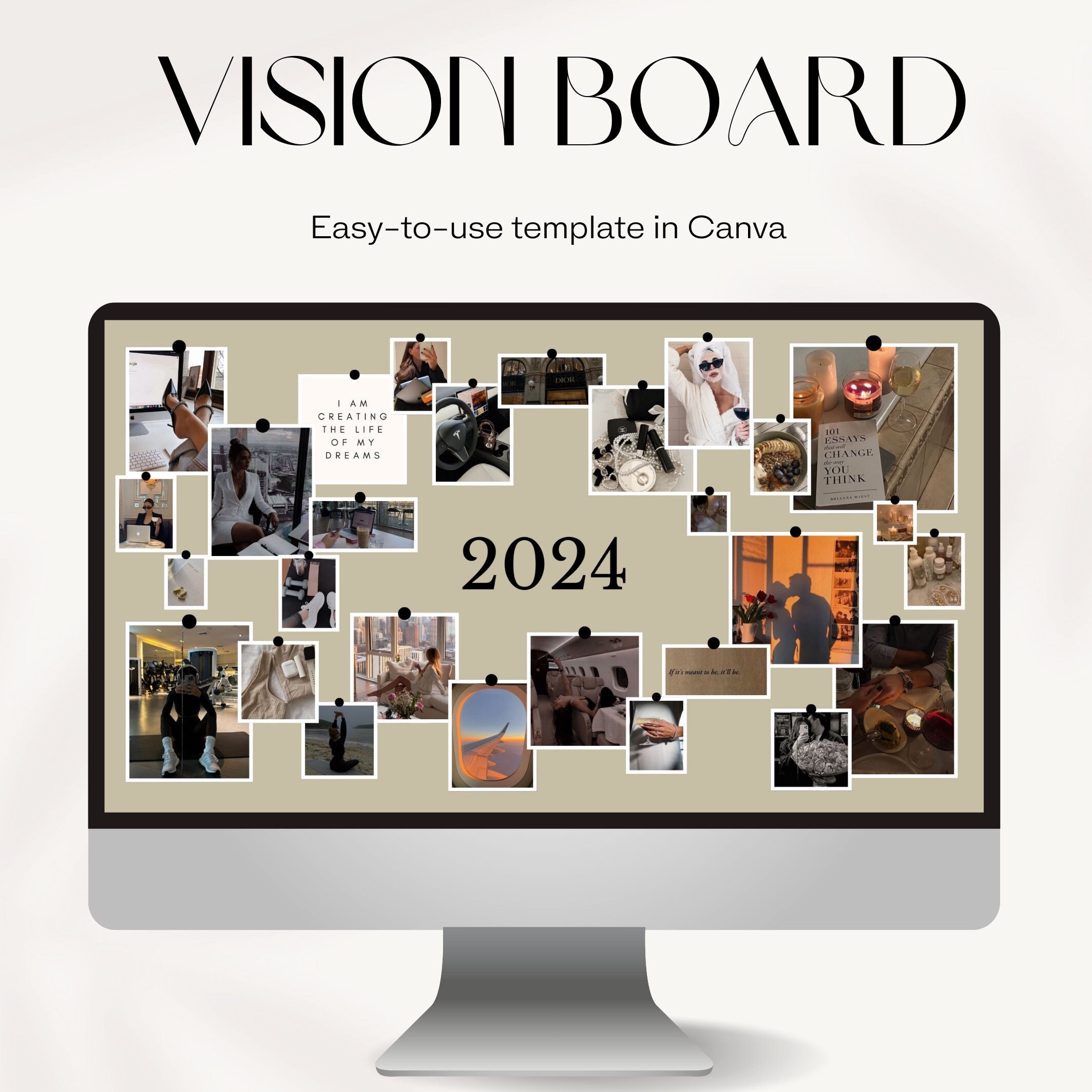Digital Vision Board CANVA Template Wallpaper, Editable 2024 Vision ...