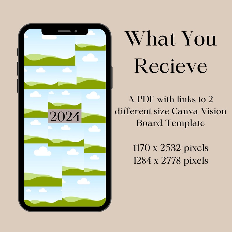 Digital Vision Board Phone CANVA Template Wallpaper, Editable 2024 ...