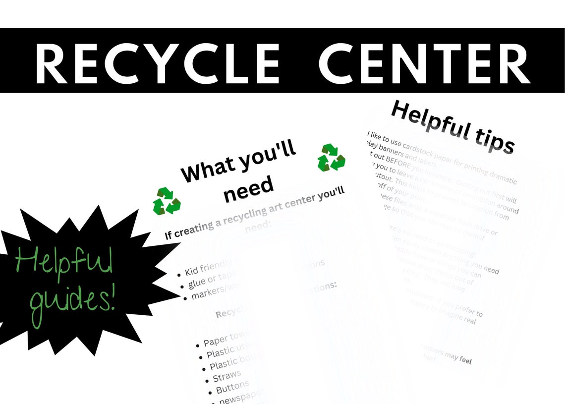 Recycle Center Dramatic Play Printable Set Etsy