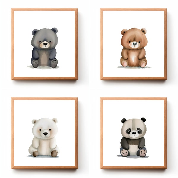 4 Bears Wall Art Print, Bear Nursery Decor, Nursery Wall Decor, 4 Bears Printable, Nursery Poster, Neutral Nursery Print, Kids