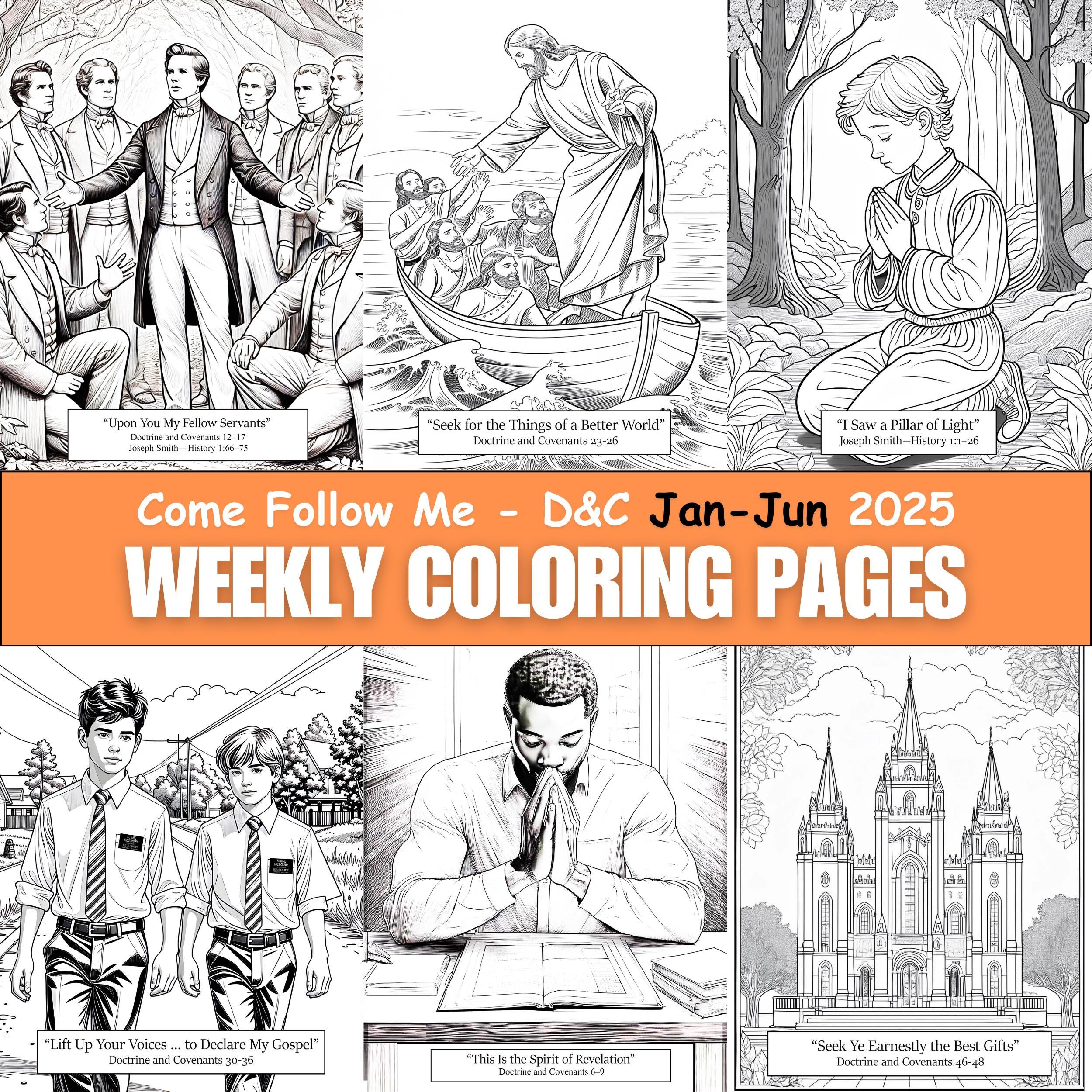 Come Follow Me Coloring Packet for Kids | LDS Printable Coloring Pages ...