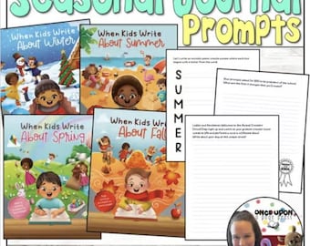 Digital Copy of When Kids Write About Seasons, 80+ writing prompts for kids, printable workbook, writing journal prompts, homeschool writing