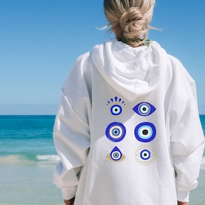 White Evil Eye Sweat Shirt Hoodie, Evil Eye Sweater, Trendy Eye Hoodie, Evil Eye Shirt, Oversized Hoodie Sweat Shirt, Gifts For Her