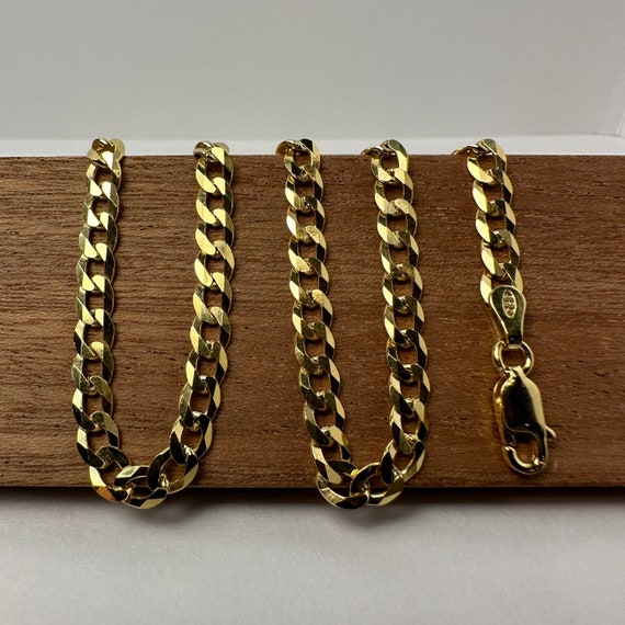 Gold Chain 14k Gold Vermeil Over Solid 925 Silver Cuban Chain 4mm
