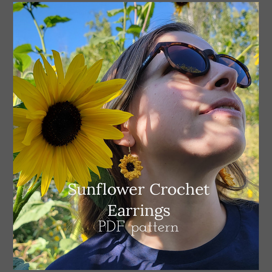 38 Crochet Jewellery Patterns with Brooches, Earrings, Bracelets 15 Sunflower Crochet Earrings
