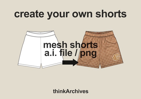 Mesh Shorts, Blank Mockup, Procreate PNG Template, Streetwear Tech Pack