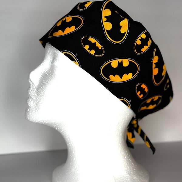 BATMAN Scrub Cap, DC COMICS, Scrub Cap for Men, Batman Scrub Cap, Surgical Cap, Men's Chemo Cap, Medical Cap, Tieback Cap, Unisex Scrub Cap