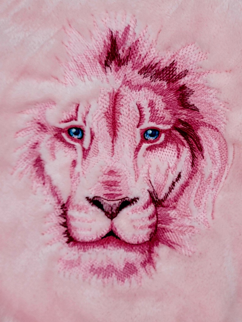 PINK LION Embroidered Pink Fleece Blanket Throw 50 X 70 - Etsy