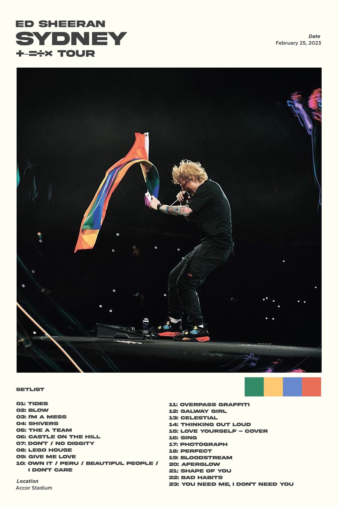 Ed Sheeran Sydney Setlist Night 1 Poster Minimalist Vintage Etsy Ed Sheeran Sydney Setlist Night 1 Poster Minimalist Vintage Etsy
