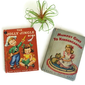 2 petits livres vintage Rand McNally 1945 Mumpsy va à la maternelle par Louise Lawrence Devine 1951 The Jolly Jungle Book par Leroy F. Jackson