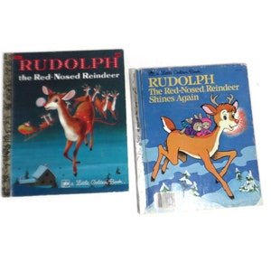 Two  &#39;Little Golden Books&#39; Rudolph the Red-Nosed Reindeer and Rudolph the Red-Nosed Reindeer Shines Again Children&#39;s Holiday Storybooks