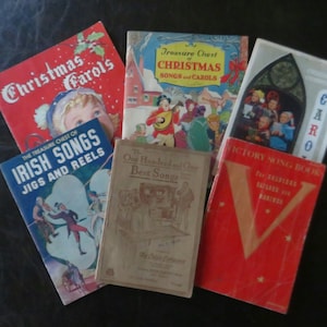 6 Vintage Collectible Songbooks Six Old Soft-Cover Song Book Assortment: Best Songs - Victory Songs - Christmas Songs - Irish Songs