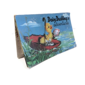 Vintage &quot;Daisy Duckling&#39;s adventures&quot; Small Mini Pop-Up Book Printed in Belgium Colorful Illustrations Little CHilds Storybook