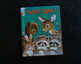 Vintage &#39;Forest Babies&#39; Book |  1949 Rand McNally Elf Book #546 |  Children&#39;s Book by Jean J. Parrish |  Illustrations by Elizabeth Webbe
