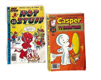 2 Vintage Harvey World 1980 Comics: Casper the Friendly Ghost TV Showtime No. 3 and Hot Stuff the Little Devil No. 159