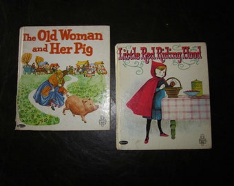 Two Vintage Small Children&#39;s Books 1964(MCMLXIV) Whitman Tell-A-Tale Books: The Old Woman and Her Pig AND Little Red Riding Hood