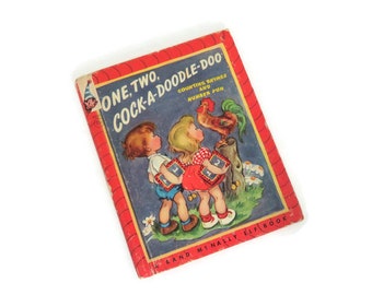 Vintage Ett, Två, Cock-A-Doodle-Doo-bok, Rand McNallys älvbok