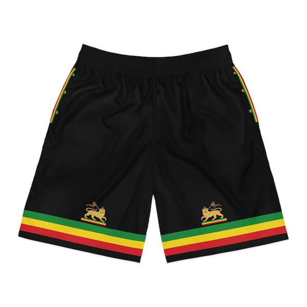 Rasta Herren Joggershorts, Reggae Style, Löwendesign, Reggae Style Shorts mit Rasta Löwe, Herren Joggershorts, Rasta Löwenshorts