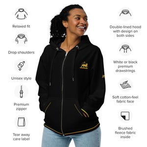 Rasta Reggae Zip Hoodie: Unisex Recycled Polyester Fleece