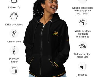 Rasta Reggae Zip Hoodie: Unisex Recycled Polyester Fleece