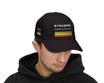 Ethiopia flag stripe Cap | Embroidered coordinates dad hat