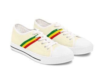 Rasta Stripe Low Top Sneakers: Reggae Style Women's Shoes