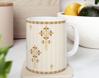 Patterned Ceramic Coffee Mug: Elegant Tea Cup, Home & Office Gift