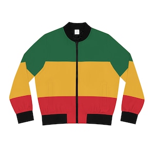 Rasta Bomberjacke: Grün, Gelb, Rot im Reggae Style