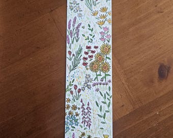 Bookmark, painted bookmark, hand painted, original art, floral art, floral bookmark, book lovers gift, gift, wildflower painting, stationery