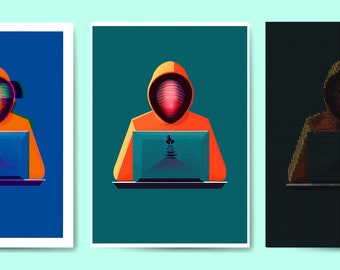 Digital Poster Printable - Technology and Science Art - Cyber Security - "El Hacker" - LunixEngineering Poster Store - Nostalgia