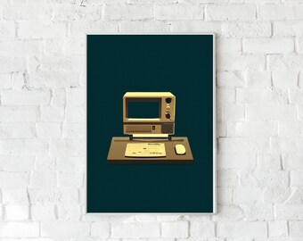 Digital Poster Printable - Technology and Science Art - Computer Grunge - "Pop's Box" - LunixEngineering Poster Store - Nostalgia
