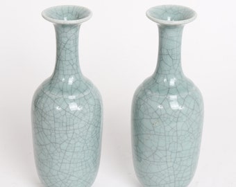 Pair Chinese Celadon Porcelain Vases