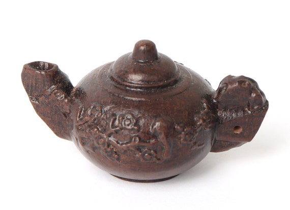 Agar Wood Carved Teapot Pendant - image 1