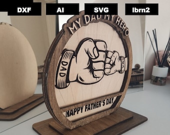 Father's Day - Father and son - laser cutting - DXF - SVG - AI - lbrn2