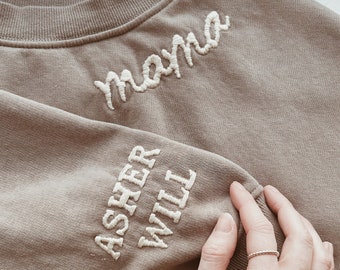 Custom Embroidered Sweater | Name Embroidered Sweater | Crewneck Mama Sweater | Personalized Embroidered Sweater | Hand Embroidered Sweater