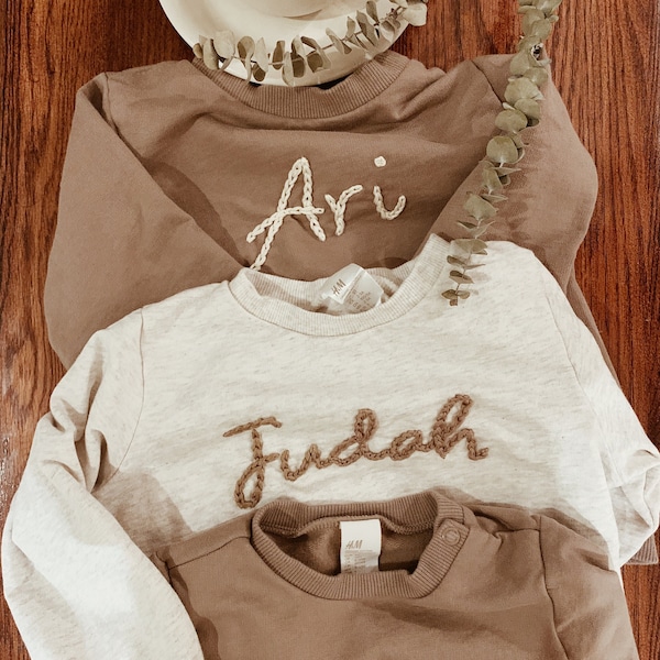 Custom Embroidered Sweater | Name Embroidered Sweater | Baby Name Sweater | Personalized Embroidered Sweater | Hand Embroidered Baby Sweater