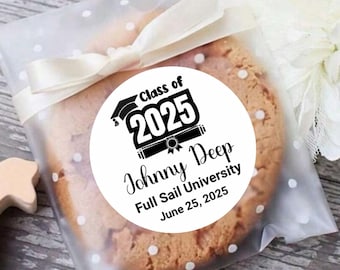 Custom Graduation Stickers, Class of 2026 Labels, Grad Party Favor Tags, Personalized Congrats Stickers, Graduation Gift Bag Labels