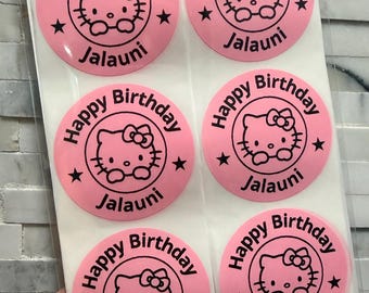Kitty Stickers, Custom Birthday Party Favor Labels, Graduation Sticker, Personalized Star bucks Sticker, Kawaii Kitty Birthday Labels