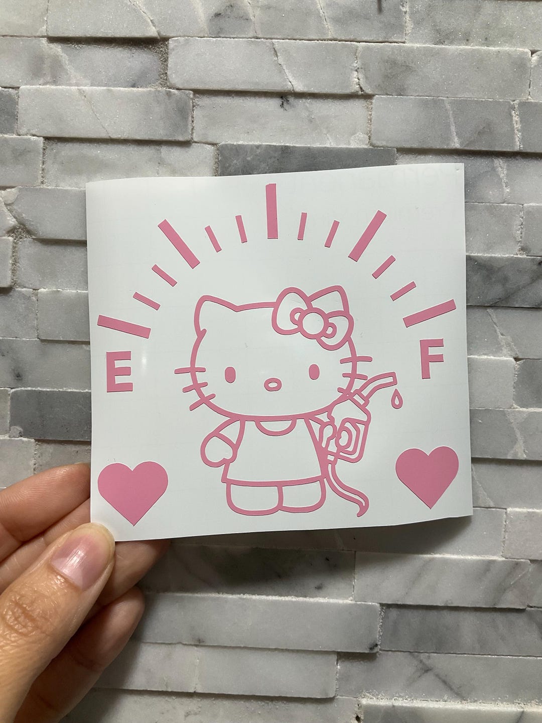 Kitty Fuel Door Decal, Cute Gas Tank Car Sticker, Kawaii Car Vinyl Decal, Pink Kitty Gas C