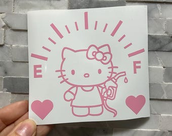 Kitty Fuel Door Decal, Cute Gas Tank Car Sticker, Kawaii Car Vinyl Decal, Pink Kitty Gas Cap Sticker, Cute Car Accessories Gift