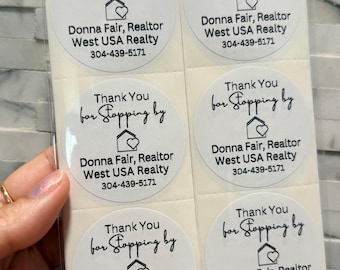 Personalized Thank You For Stopping By Our Open House, Custom Open House Gift Tags Sticker for Realtors, Home Sweet Home Labels