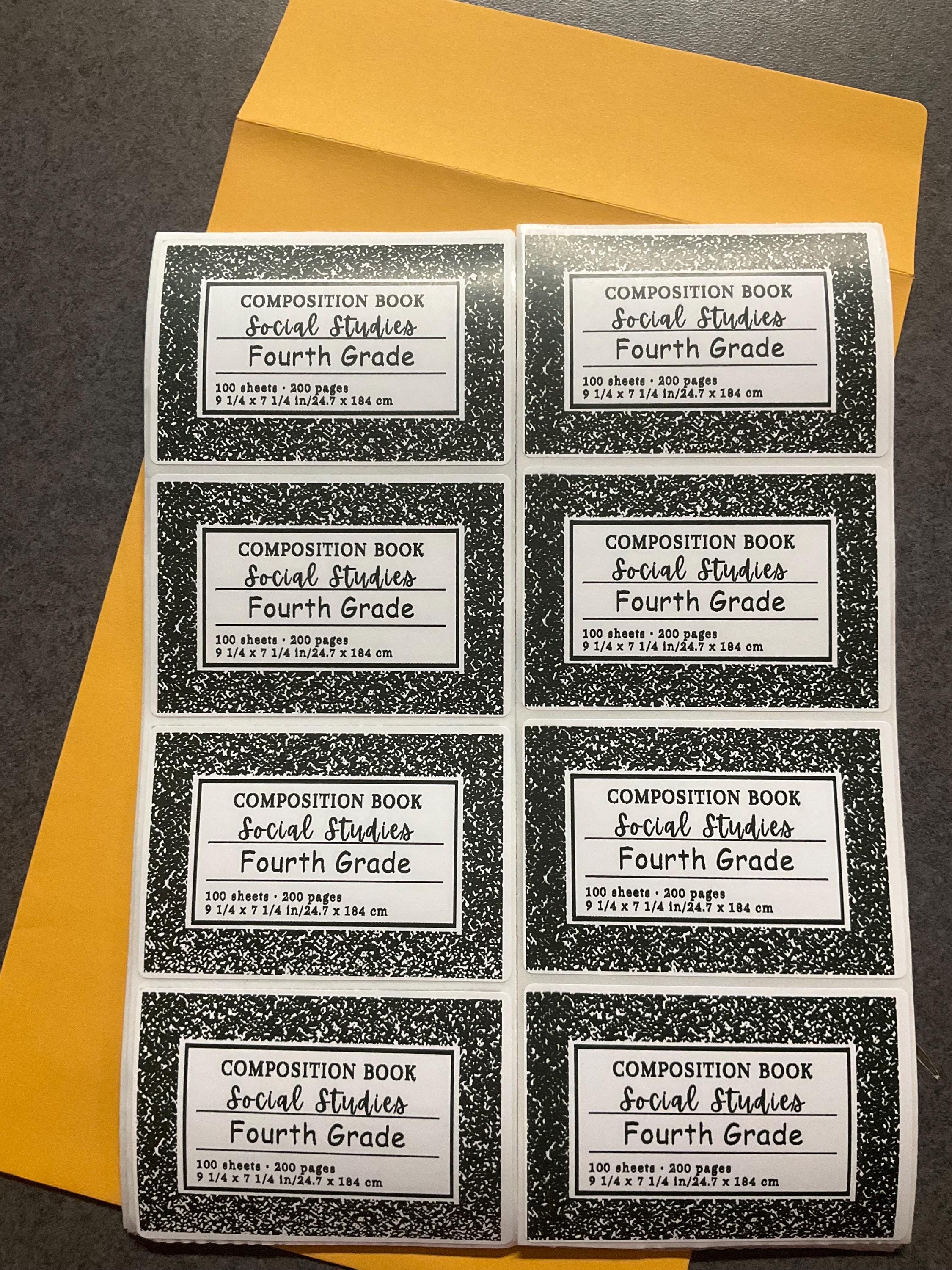 Personalized Composition Book Labels for Teachers, Student Name Labels ...
