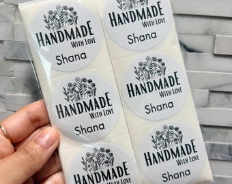 Handmade with Love Sticker, Label Heart, Personalized Sticker, Made with Love Sticker