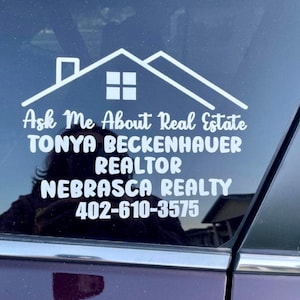 Real Estate Business Name Sticker, Car Window Vinyl Decal, Personalized Real Estate Vinyl Sticker, Real Estate Agent Labels