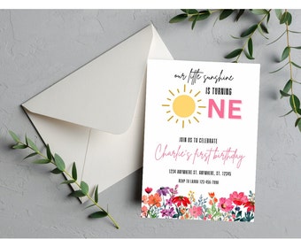 Editable First Birthday Invitation