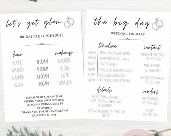 Minimalist Wedding Itinerary Editable