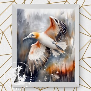 Northern Gannet Watercolor Print – Coastal Bird Art, Ocean Wildlife ...
