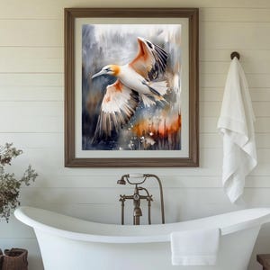 Northern Gannet Watercolor Print – Coastal Bird Art, Ocean Wildlife ...